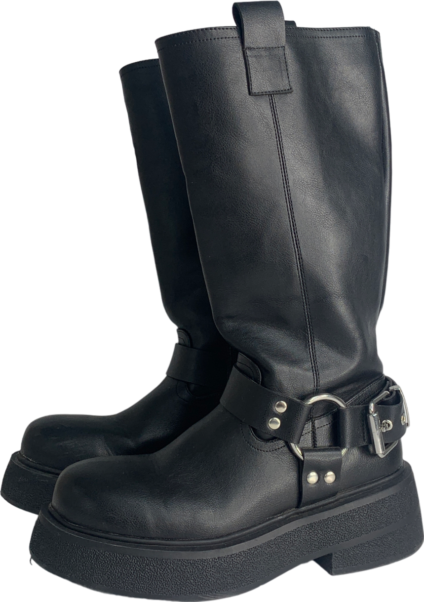 ASOS Rambo Chunky Biker Boot In Black UK 4 EU 37 👠