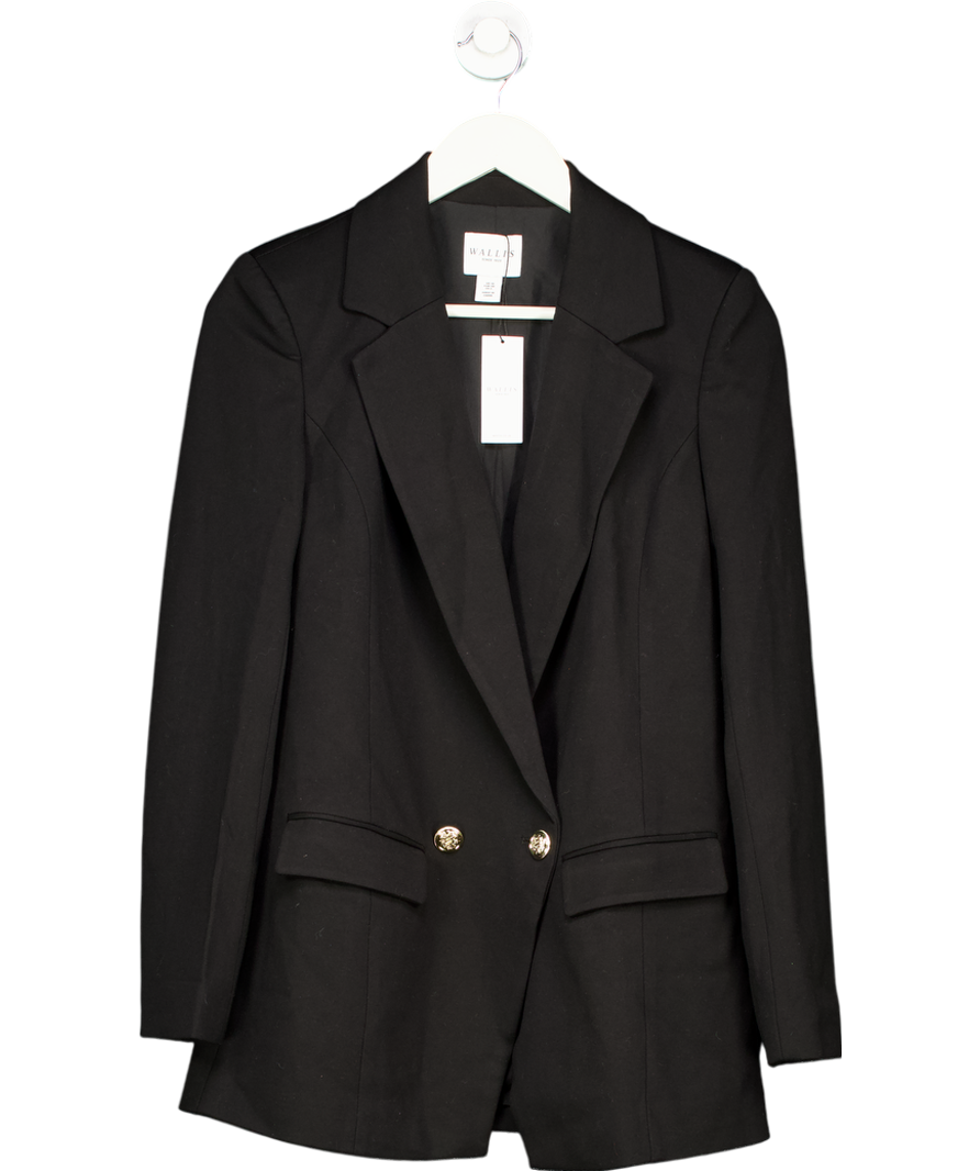 Wallis Black Premium Ponte Double Breasted Blazer UK 10