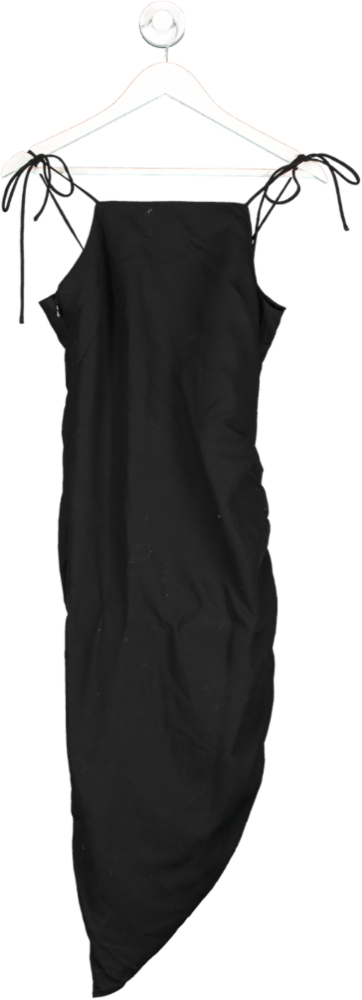 H&M Black Strappy Asymmetric Midi Dress UK 10