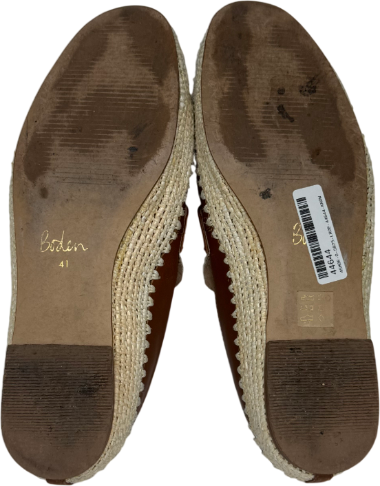Boden Cream Lydia Raffia Detail Loafers UK 8 EU 41 👠