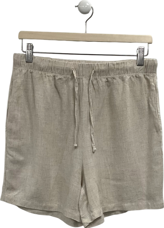 boohooMan Beige Relaxed Linen Shorts UK M