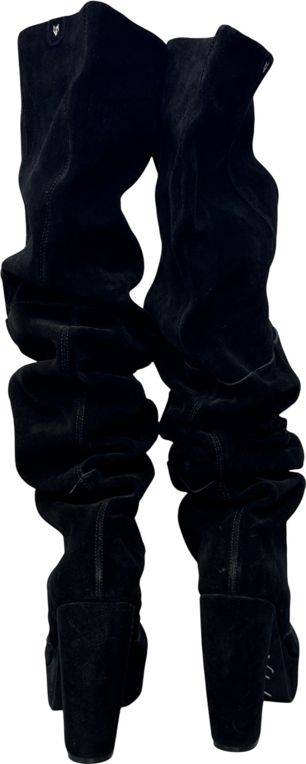 Naked Wolfe Black Suede Dallas Slouch Heeled Boots UK 6 EU 39👠