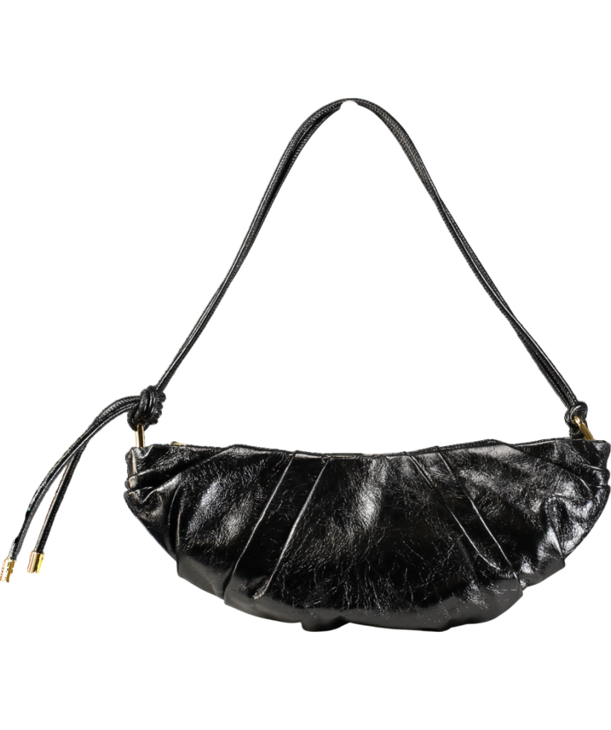 Peco Black Leather Croissant Bag