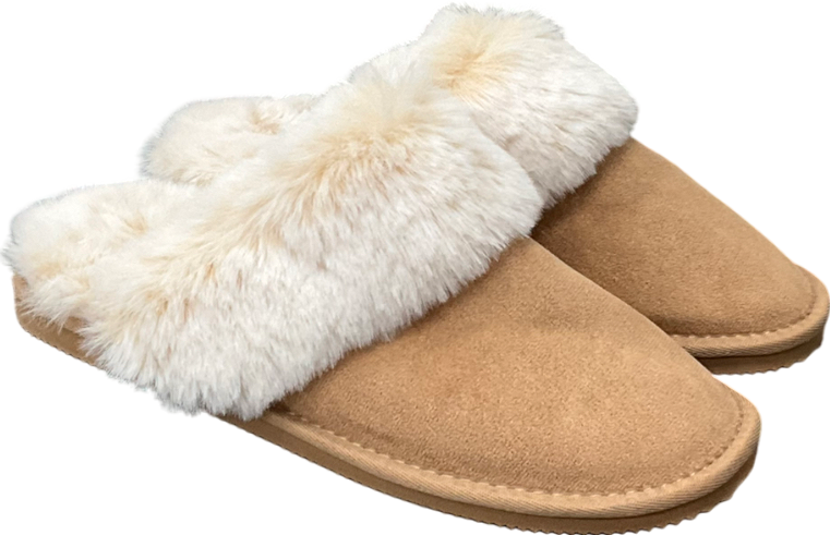 Next Beige Tan Brown Faux Faur Lined Mule Slippers UK 5 EU 38 👠