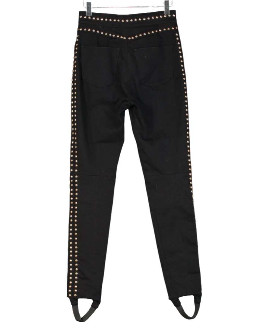Balmain Black Cotton Denim Studded Stirrup Jeans UK XS/S