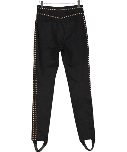 Balmain Black Cotton Denim Studded Stirrup Jeans UK XS/S