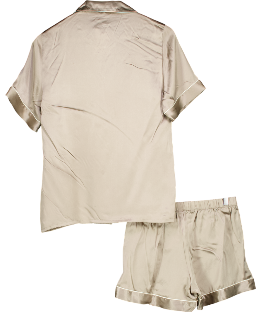 intimissimi Grey Stretch Silk Short Sleeve Shirt And Shorts Satin Pyjamas UK S