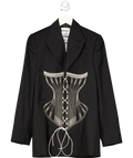 Seen Users Black Embroidered Corset Blazer UK XS/S