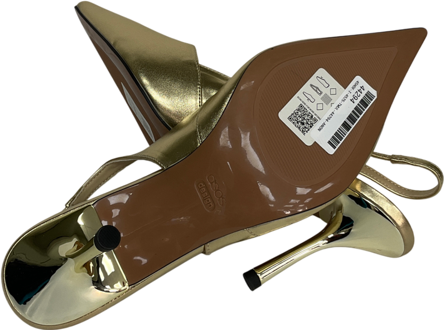ASOS Metallic Sabrina Slingback Stiletto Heels In Gold UK 8 EU 41 👠