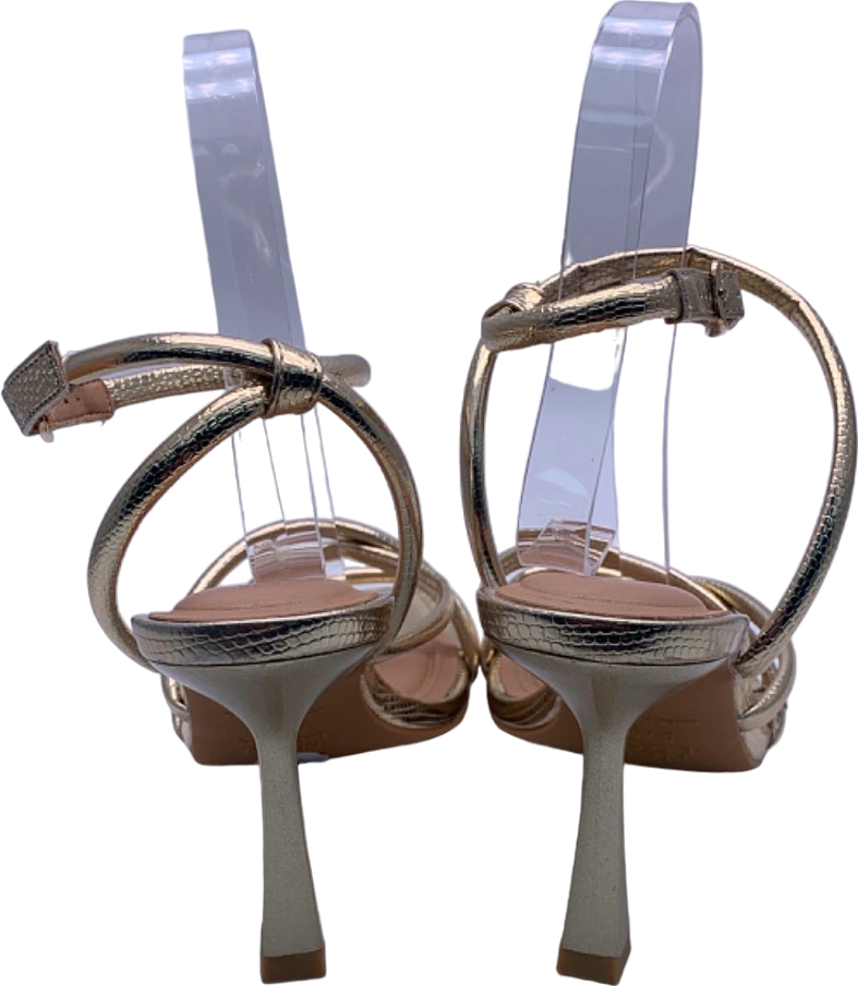 New Look Gold Strappy Heeled Sandals UK 5