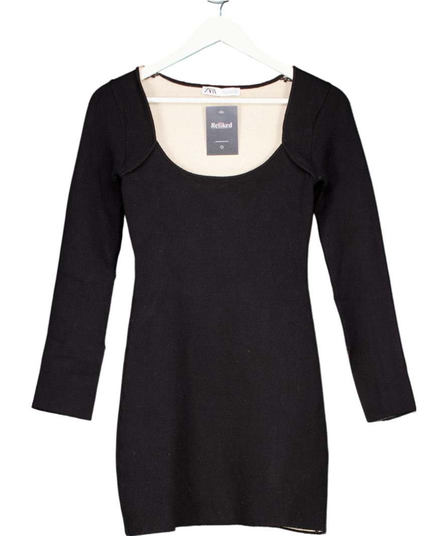 ZARA Black Mini Dress With Splits On The Arms UK S