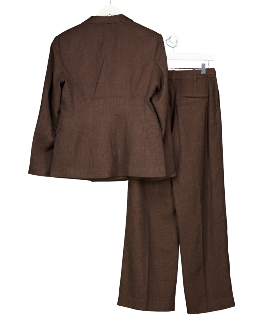 H&M Brown 2-piece Blazer ( Uk M) And High Waist Tailored Straight Leg Trousers UK 8