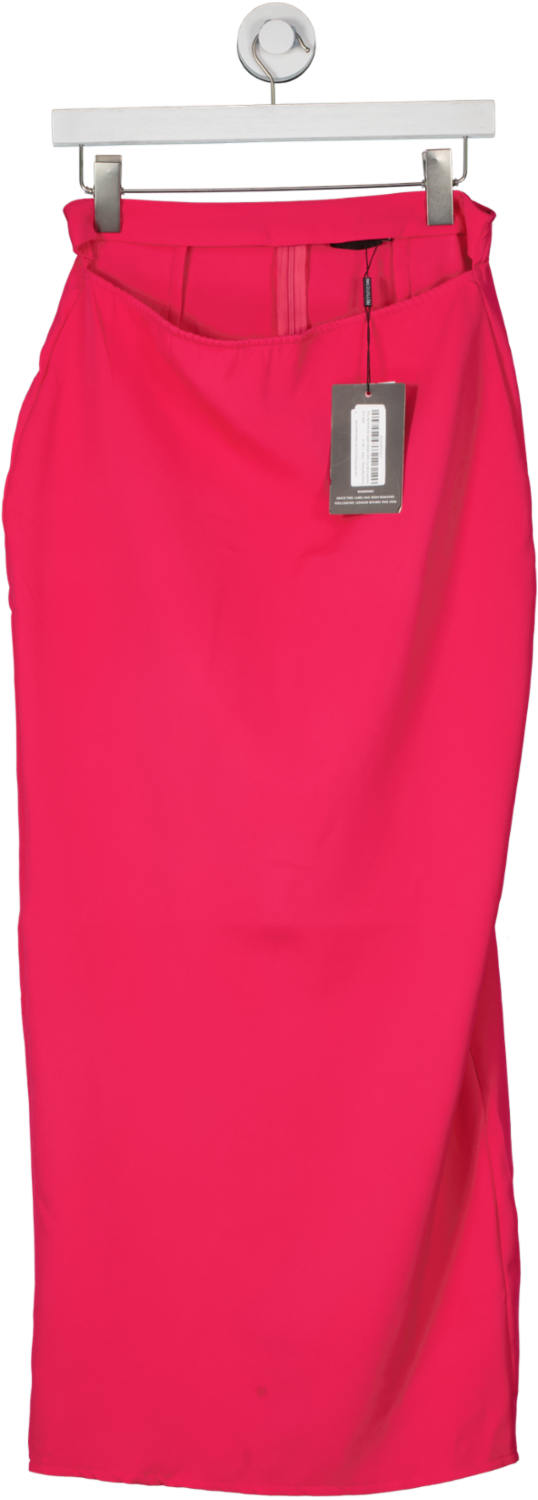 PrettyLittleThing Hot Pink Woven Cut Out Waist Maxi Skirt UK 12