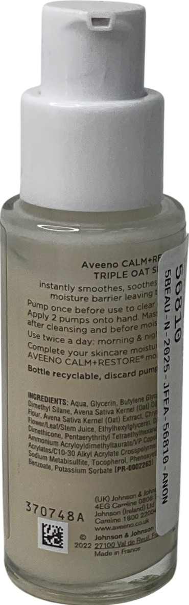 Aveeno Triple Oat Serum, 24-hour Moisturisation With Triple Oat Complex And Calming Feverfew Universal 30ml