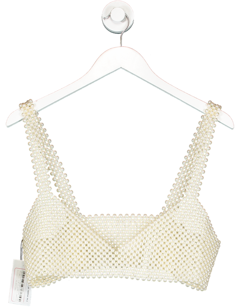 White Pearl Crop Top UK S