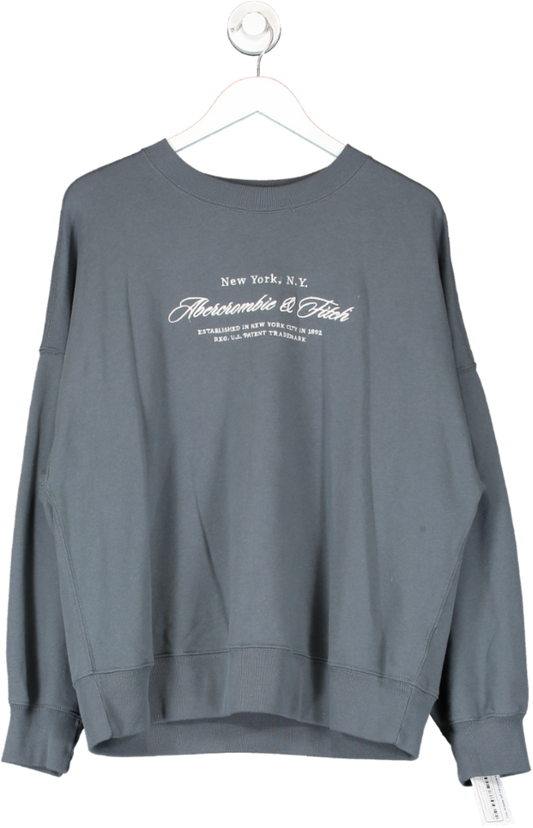 Abercrombie & Fitch Grey Embroidered Logo Sweater UK XL