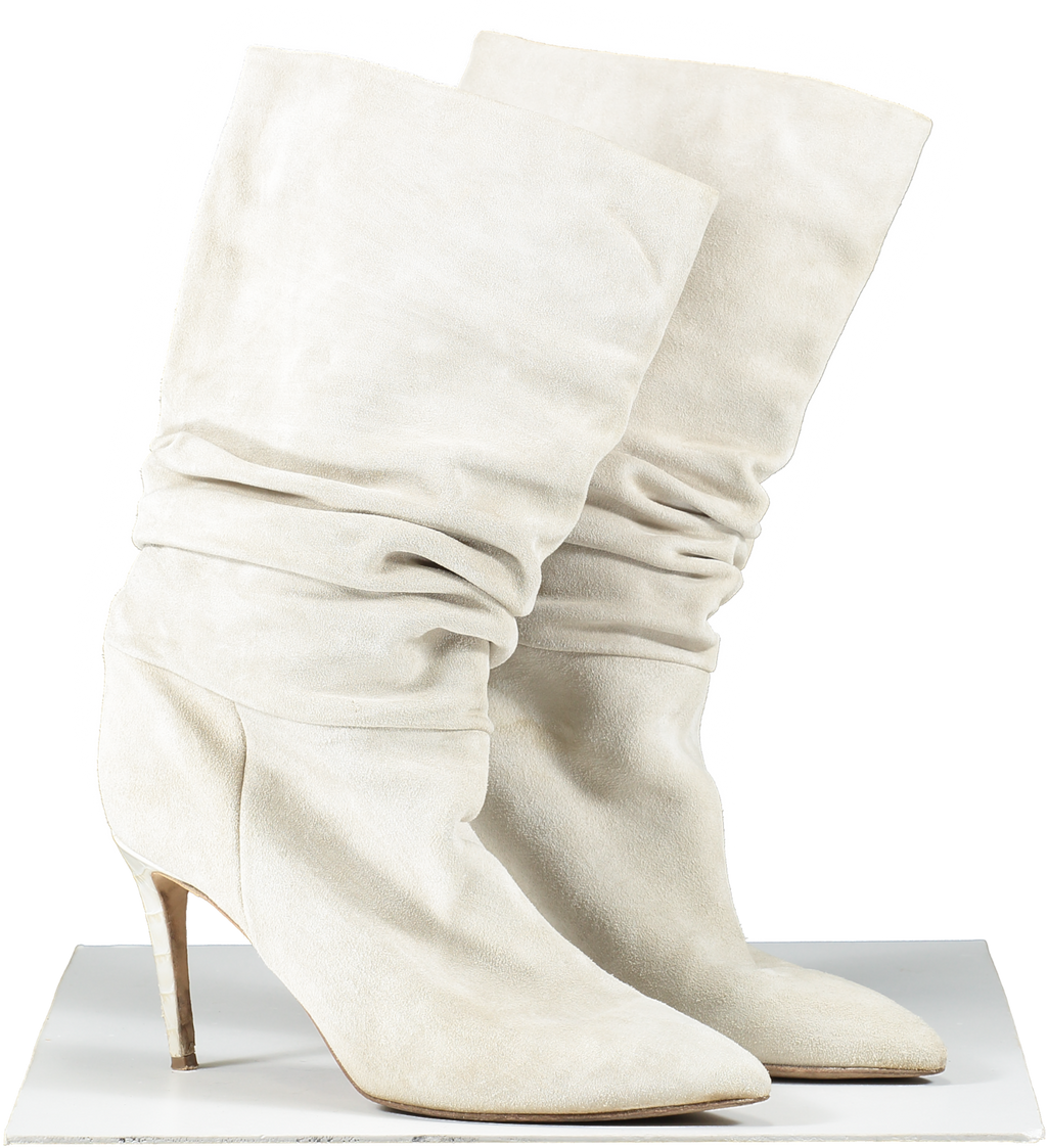 Paris Texas Beige Slouchy Suede Heeled Ankle Boots UK 7 EU 40 👠