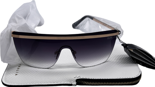 QUAY Blue Get Right Sunglasses in case