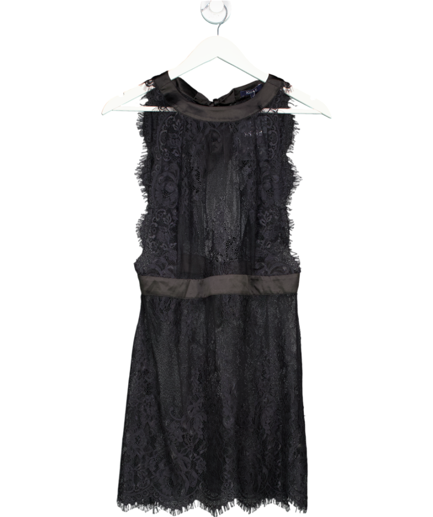 Fig Leaves Black Lace Mini Dress UK 10