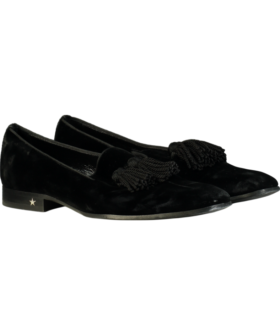Jimmy Choo Black Foxley Velvet Slip-on Loafers With Tassel UK 8 EU 42 👞