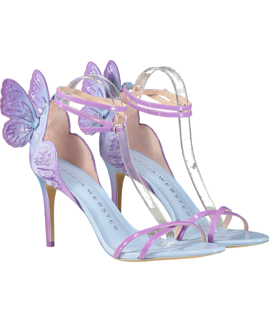 Sophia Webster Blue / Lilac Chiara Embroidered Satin Heeled Sandals UK 8 EU 41 👠