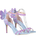 Sophia Webster Blue / Lilac Chiara Embroidered Satin Heeled Sandals UK 8 EU 41 👠