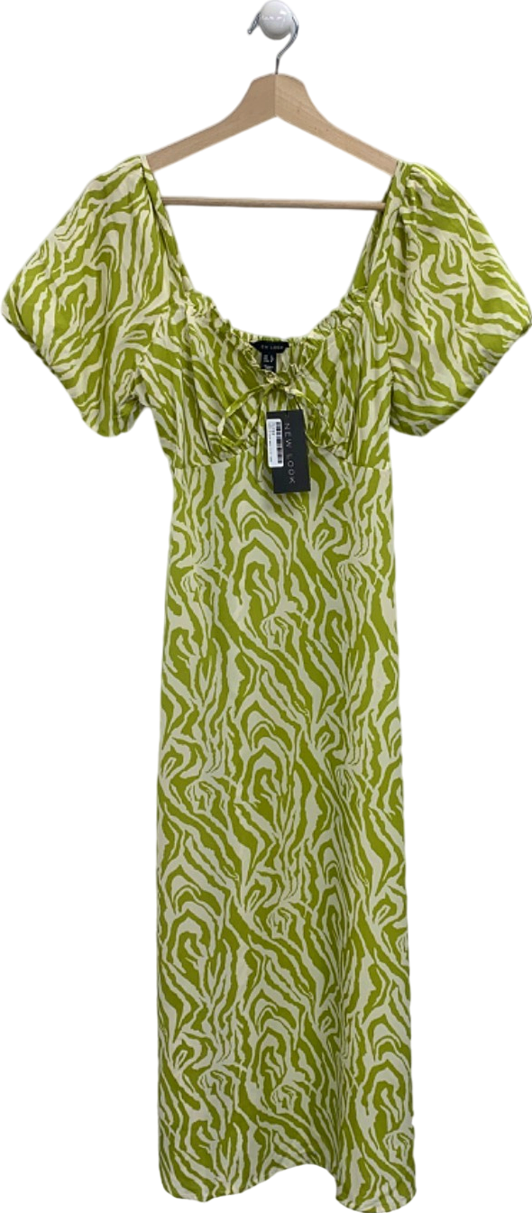 New Look Green & White Zebra Print Midi Dress UK 8