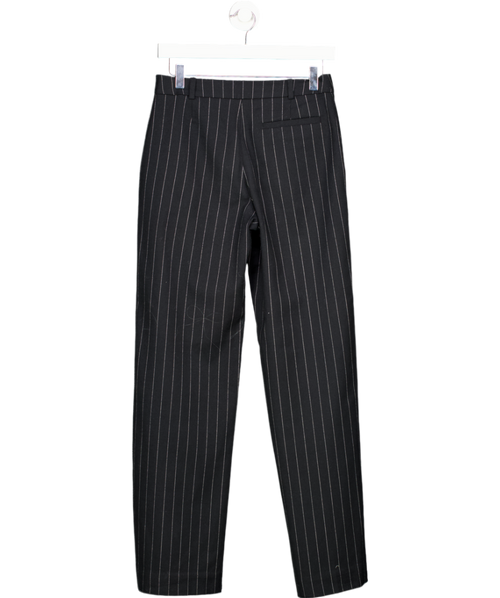 & Other Stories Black Pinstripe Wool Blend Straight Press Crease Trousers UK 6