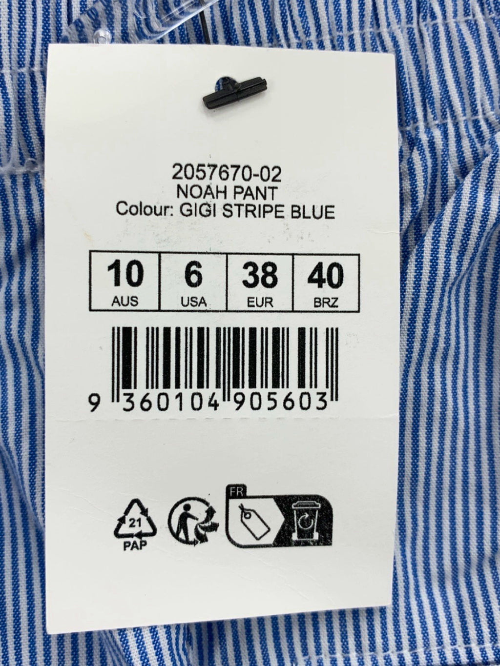 Cotton:On Blue Gigi Stripe Noah Pant UK 10