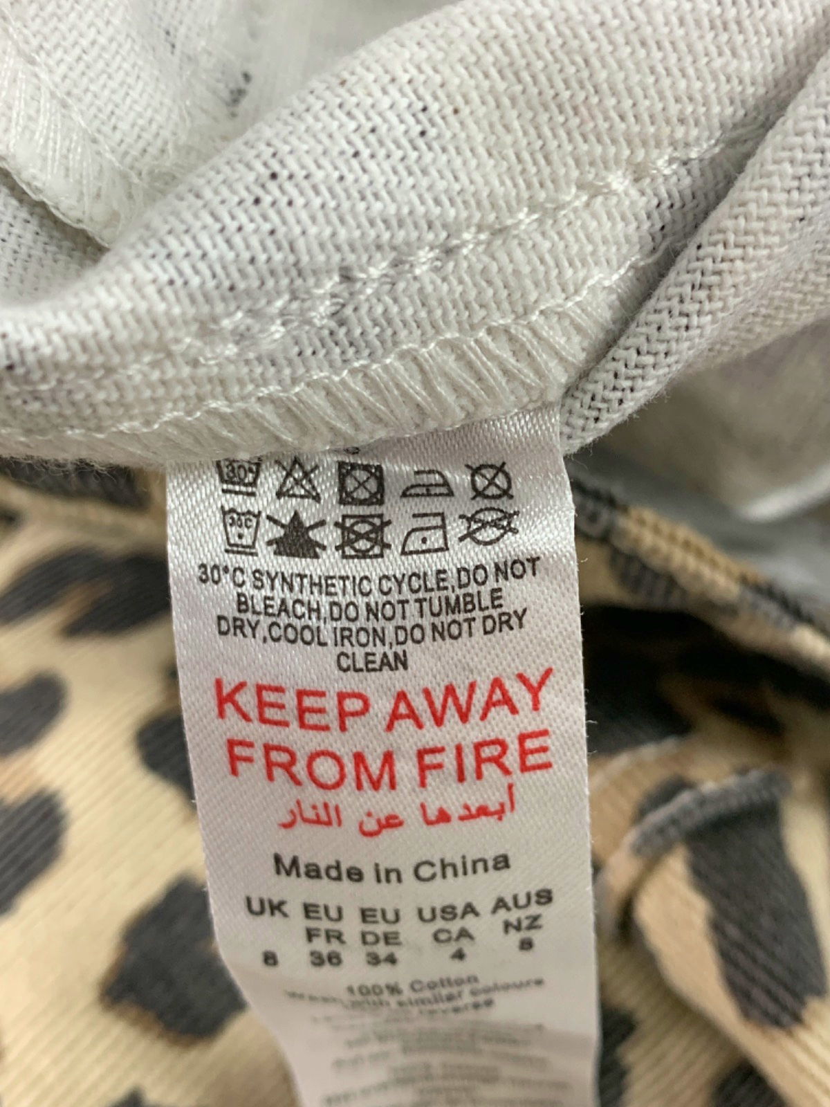 Pretty Little Thing Light Brown Leopard Print Denim Capris UK 8