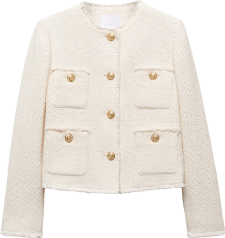 MANGO Cream Pocket Tweed Jacket BNWT UK S