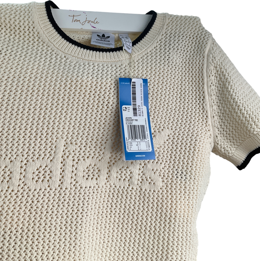 adidas Cream Blazer Crochet T-shirt And Shorts Set UK S