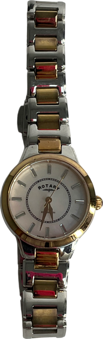 rotary Quartz Watch With White Dial Analogue Display And Rose Gold Stainless Steel Bracelet