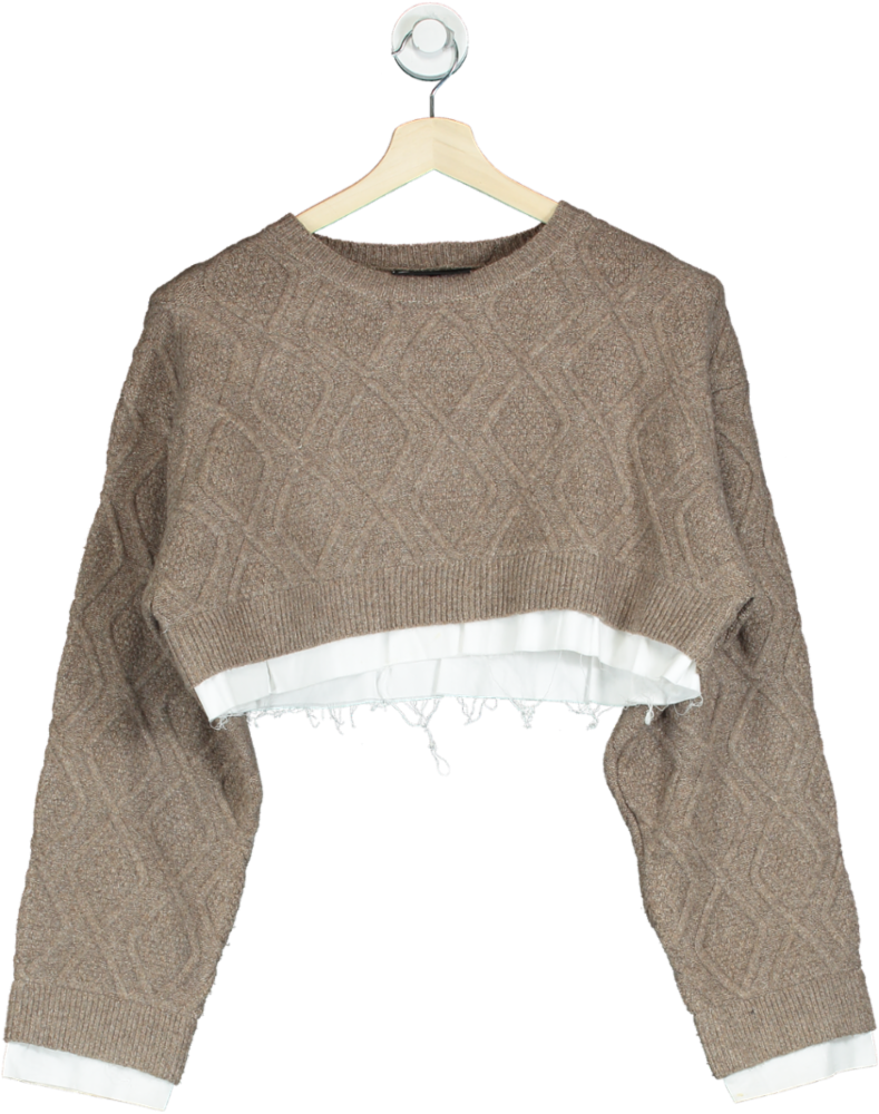 The Couture Club Brown Cropped Jumper UK 10
