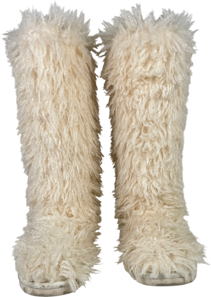 Reserved Cream Faux Fur High Boots UK 3 EU 36 👠
