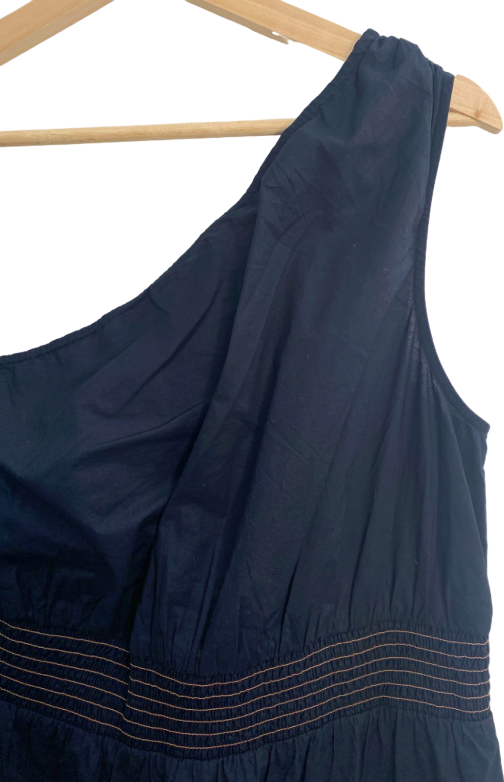 M&S Black One Shoulder Cotton Dress Size 12