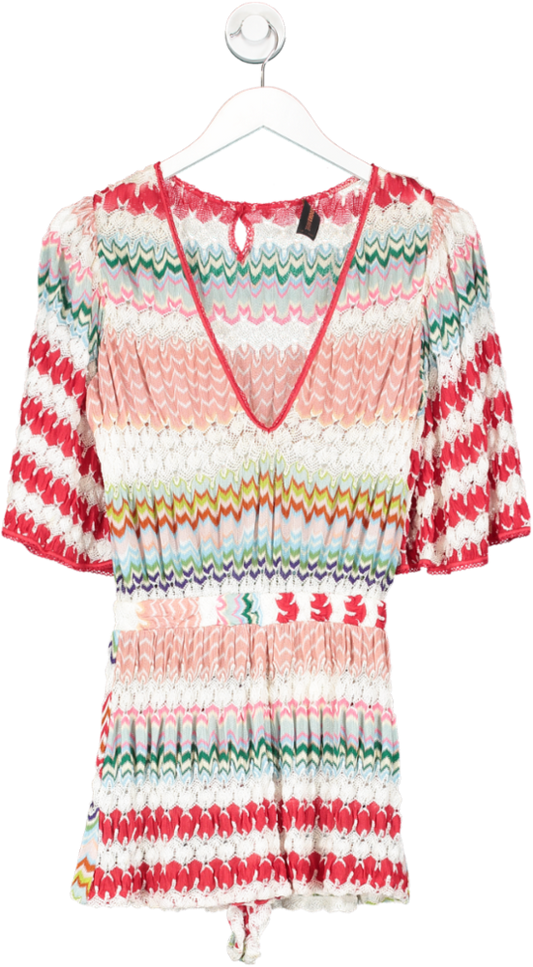 Missoni Multicoloured V Neck Crochet Playsuit UK 10
