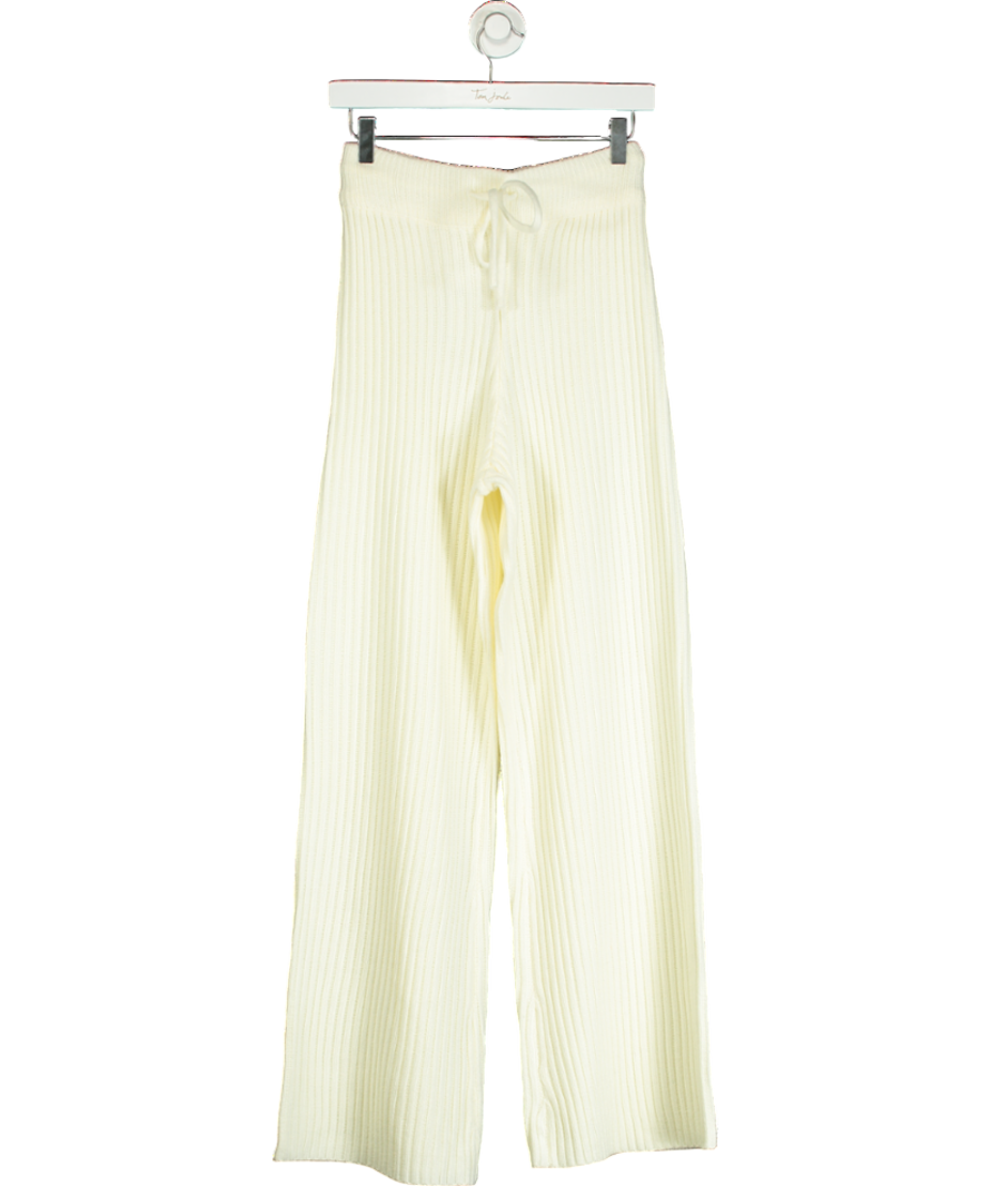 PRETTY LAVISH Cream Millie Knit Trousers UK S/M