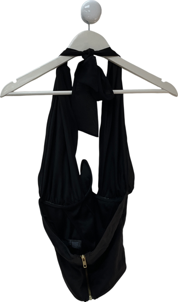 AsYou Black Halter Neck Mesh Corset Top UK 10