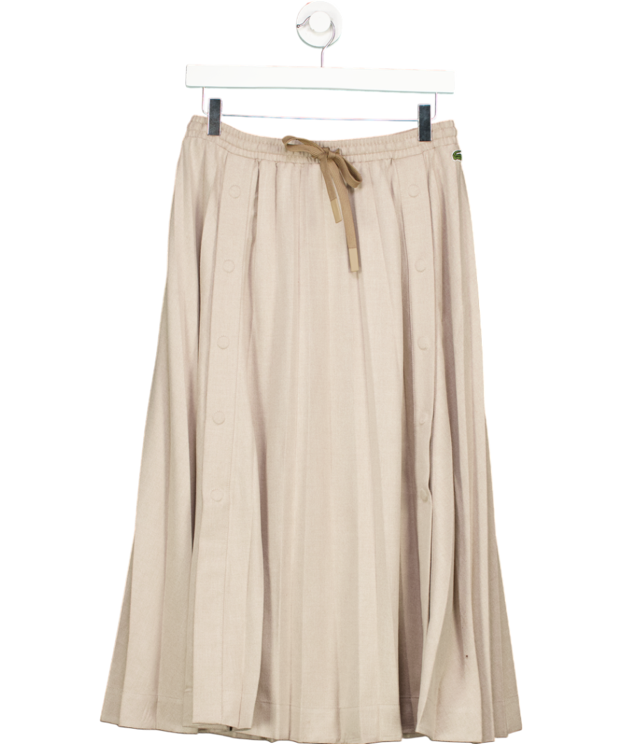 Lacoste Beige Long Pleated Flannel Skirt UK 8