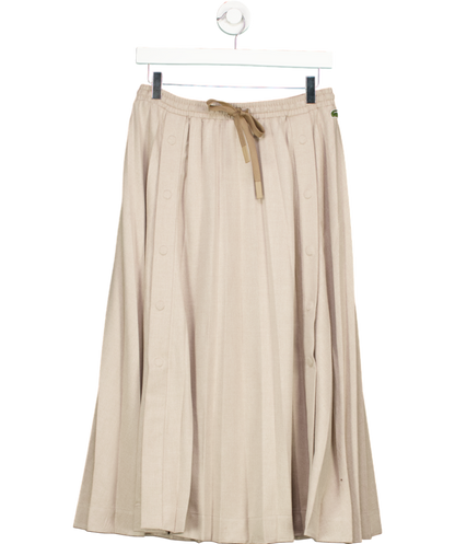 Lacoste Beige Long Pleated Flannel Skirt UK 8