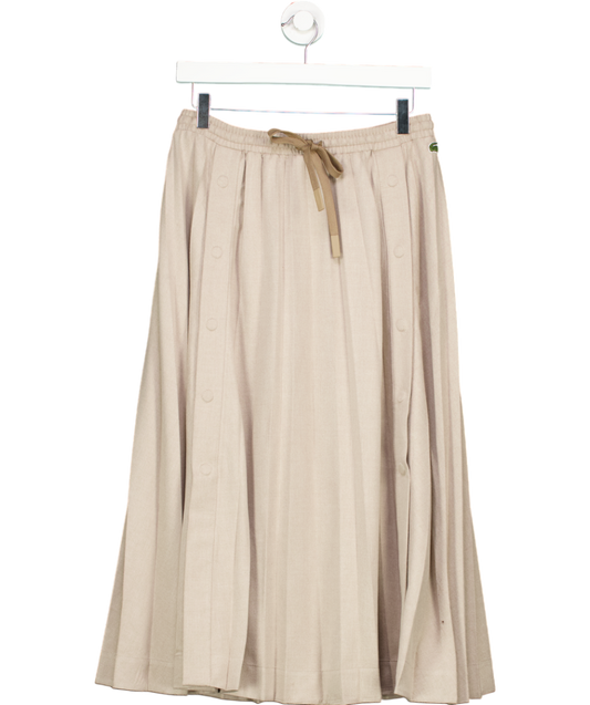 Lacoste Beige Long Pleated Flannel Skirt UK 8