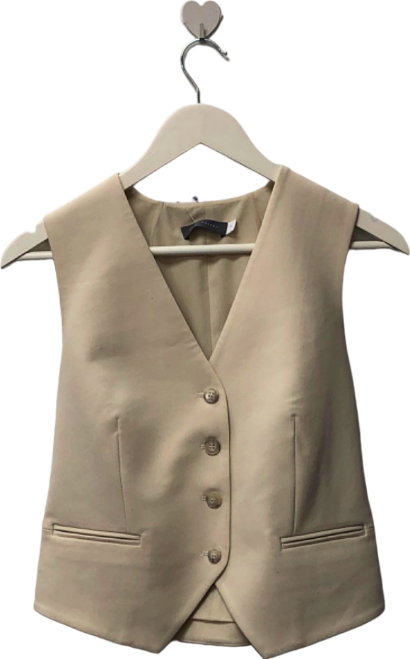 Mint Velvet Beige Button Front Waistcoat UK 10