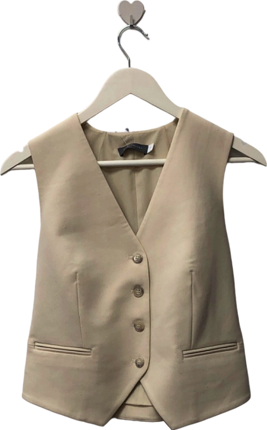 Mint Velvet Beige Button Front Waistcoat UK 10