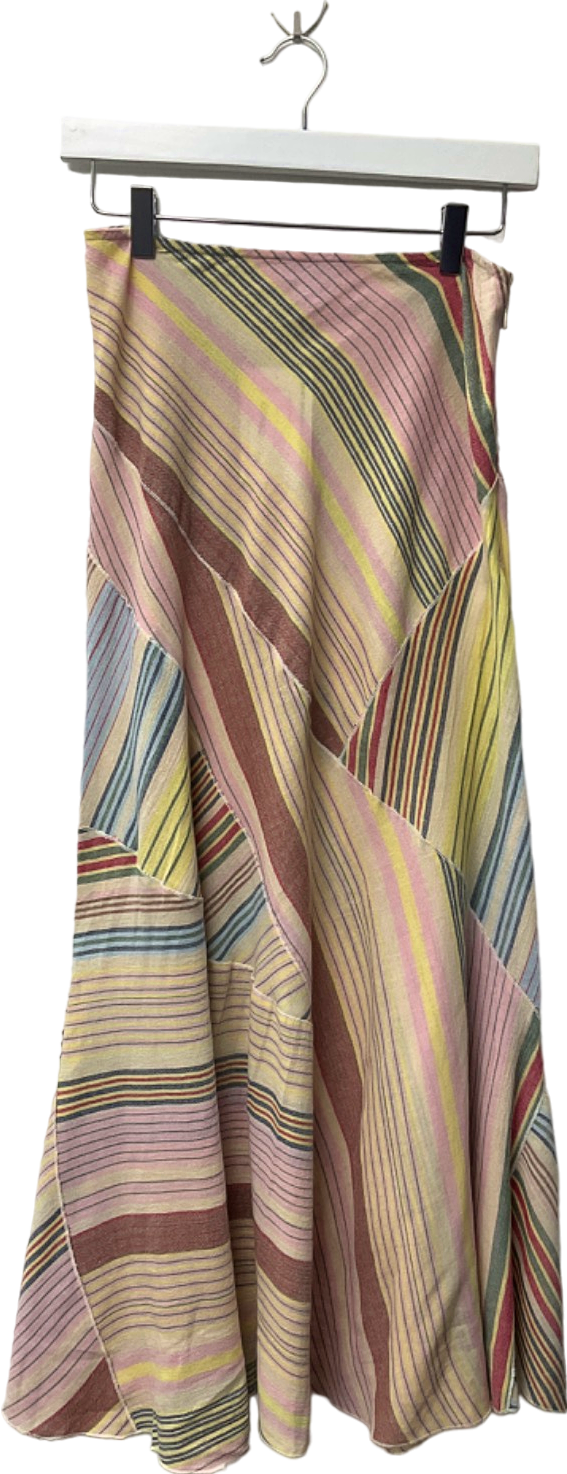 TopShop Multicoloured Striped Midi Skirt UK 8