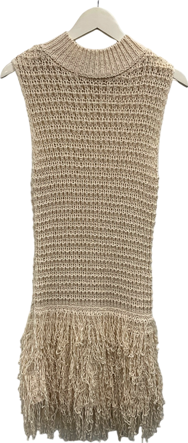 H&M Beige Knitted Fringe Dress UK M