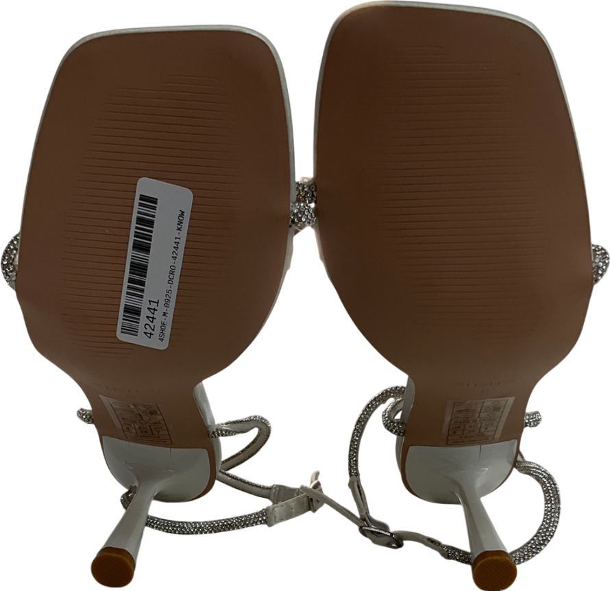 Simmi London White Mollie Stone Diamante Heeled Sandals UK 5 EU 38 👠