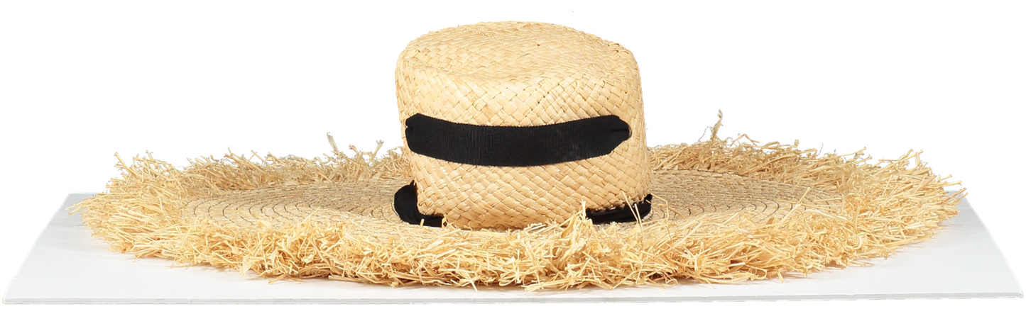 Lola Beige Alpargatas Fringed Edge Straw Hat One Size