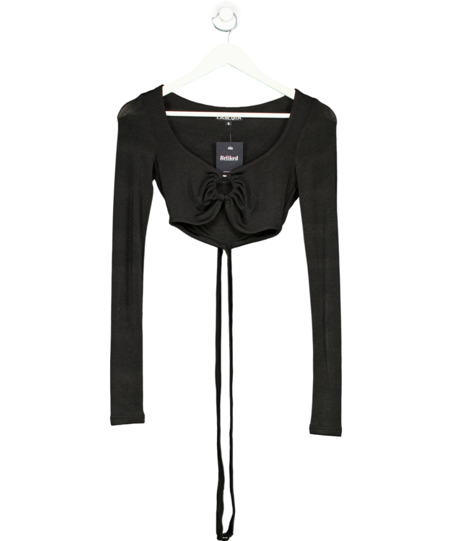I AM GIA Black Ring Detail Long Sleeve Top UK S