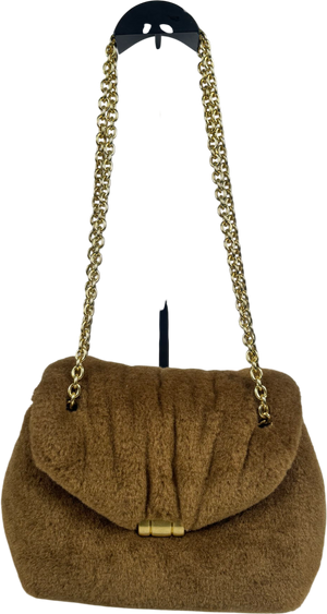 MANGO Brown Faux Fur Crossbody Bag One Size